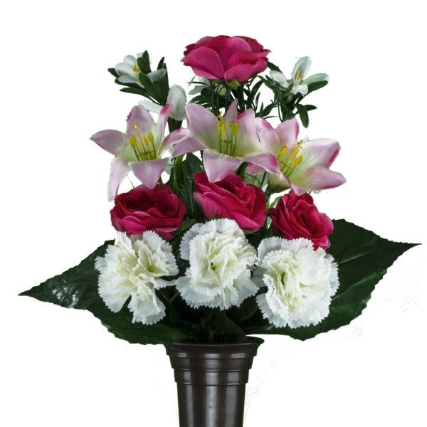 White Carnations, Pink Lillies and Roses