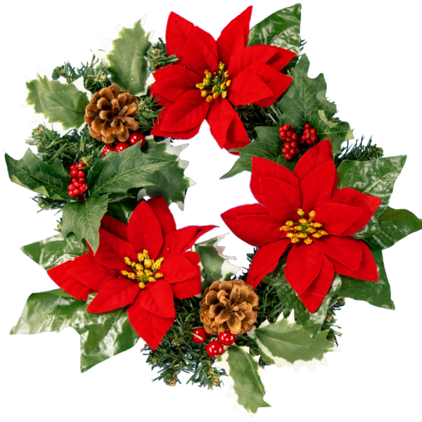 Poinsettia and Pinecone Wreath